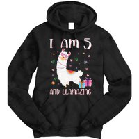 I'm 5 Llamazing Alpaca Llama Happy 5th Birthday Tie Dye Hoodie