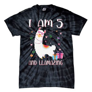 I'm 5 Llamazing Alpaca Llama Happy 5th Birthday Tie-Dye T-Shirt