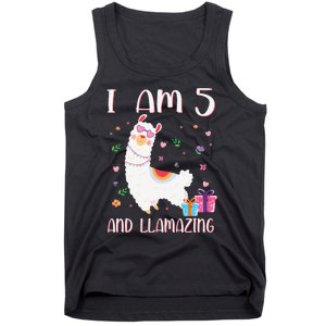 I'm 5 Llamazing Alpaca Llama Happy 5th Birthday Tank Top