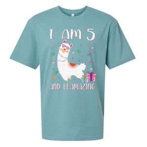 I'm 5 Llamazing Alpaca Llama Happy 5th Birthday Sueded Cloud Jersey T-Shirt