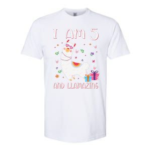 I'm 5 Llamazing Alpaca Llama Happy 5th Birthday Softstyle CVC T-Shirt