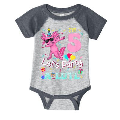 I'm 5 Let's Party A Lotl 5th Birthday Cute Axolotl Lovers Infant Baby Jersey Bodysuit