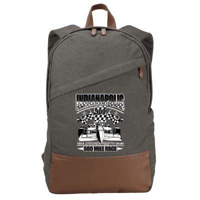 Indianapolis 500 Mile Race Formula Racing Race Car Cotton Canvas Backpack