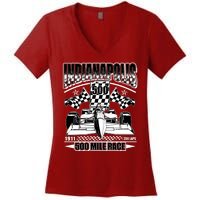 Indianapolis 500 Mile Race Formula Racing Race Car Women's V-Neck T-Shirt