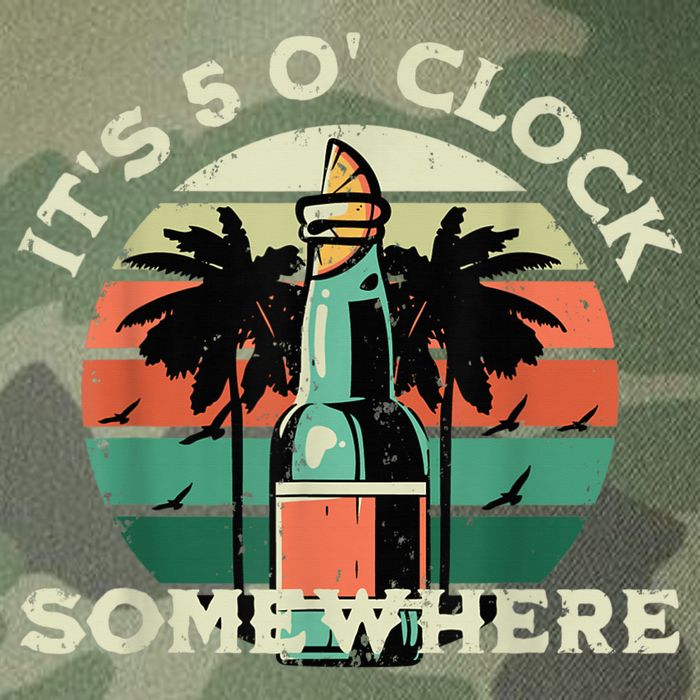 It's 5 O’clock Somewhere Summer Retro Sunset Drinking Legacy Tie Dye Trucker Hat