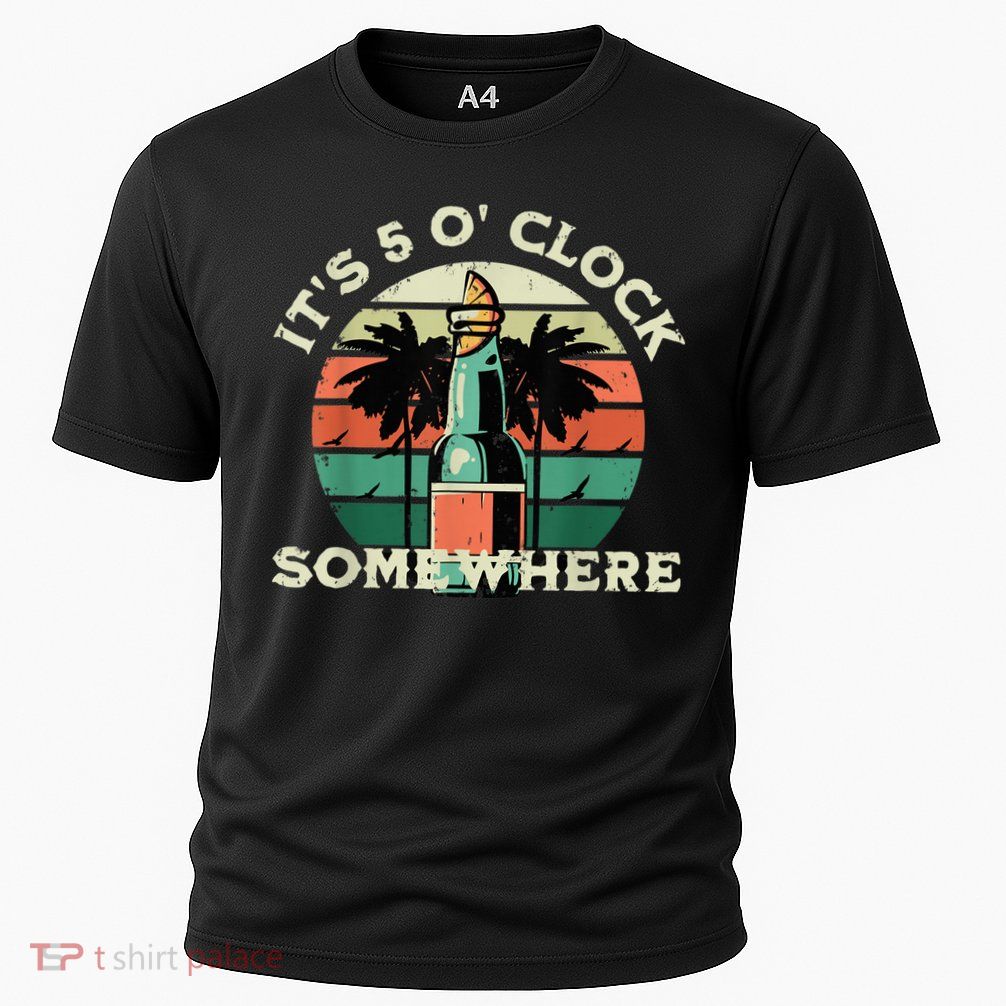 It's 5 O’clock Somewhere Summer Retro Sunset Drinking Performance Shirt
