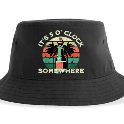 It's 5 O’clock Somewhere Summer Retro Sunset Drinking Sustainable Bucket Hat
