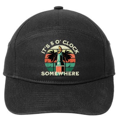 It's 5 O’clock Somewhere Summer Retro Sunset Drinking 7-Panel Snapback Hat
