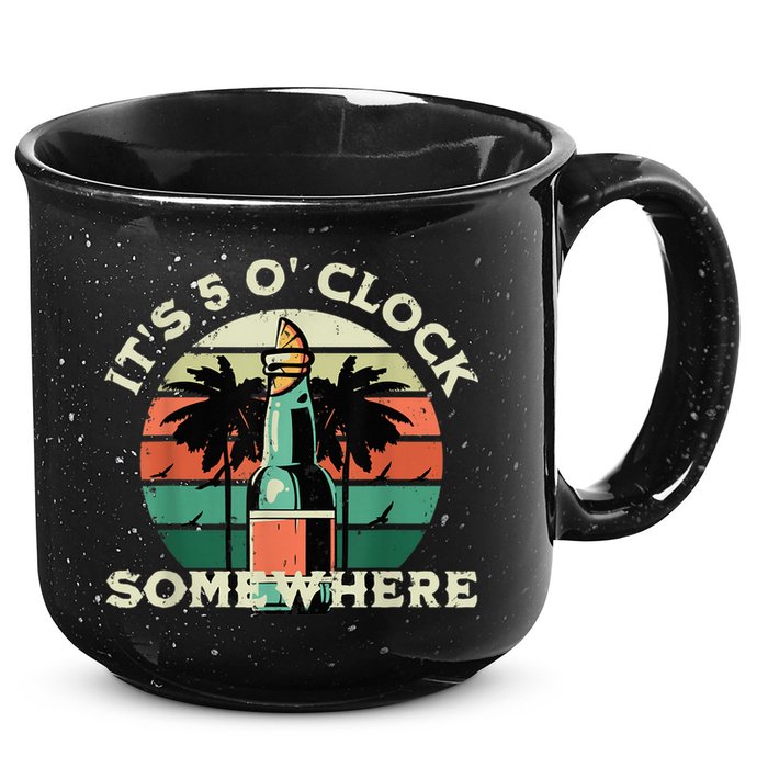 It's 5 O’clock Somewhere Summer Retro Sunset Drinking 15oz Campfire Ceramic Mug