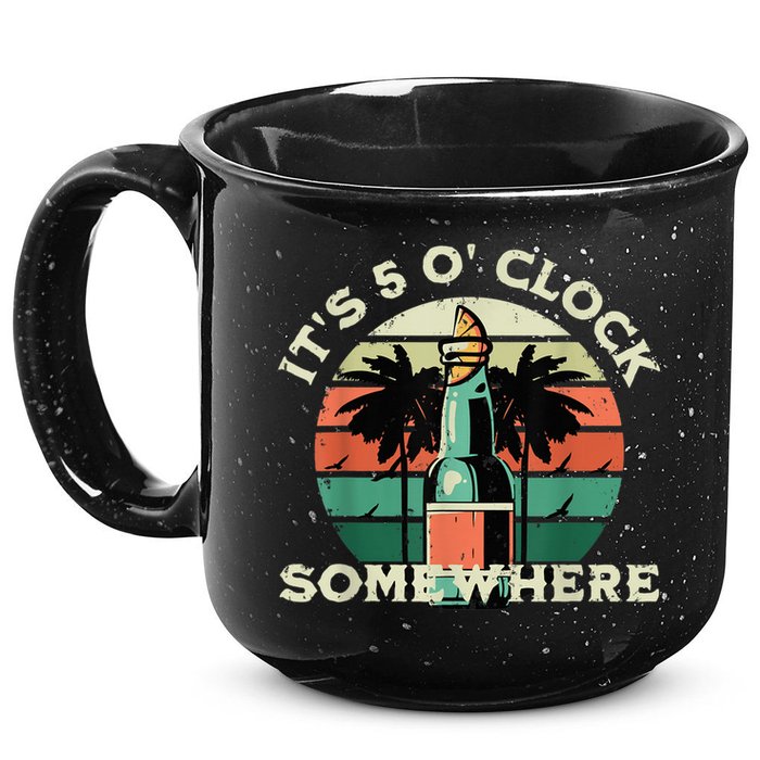 It's 5 O’clock Somewhere Summer Retro Sunset Drinking 15oz Campfire Ceramic Mug