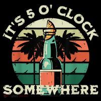 It's 5 O’clock Somewhere Summer Retro Sunset Drinking Flatbill Hat