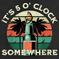 It's 5 O’clock Somewhere Summer Retro Sunset Drinking Crop Fleece Hoodie
