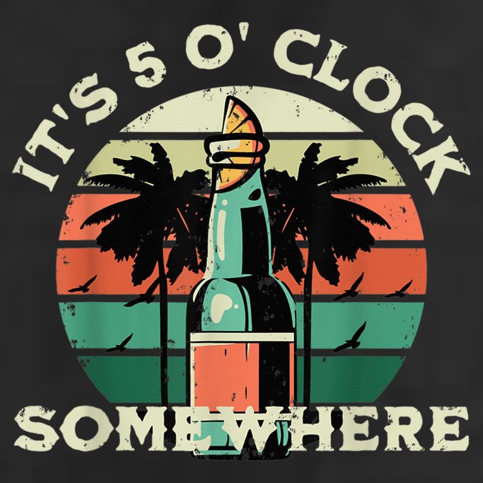 It's 5 O’clock Somewhere Summer Retro Sunset Drinking Crop Fleece Hoodie