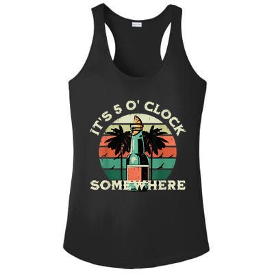 It's 5 O’clock Somewhere Summer Retro Sunset Drinking Ladies PosiCharge Competitor Racerback Tank