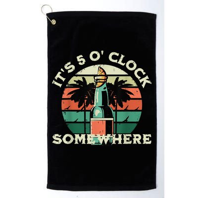 It's 5 O’clock Somewhere Summer Retro Sunset Drinking Golf Towel