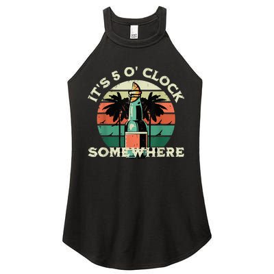 It's 5 O’clock Somewhere Summer Retro Sunset Drinking Women's Perfect Tri Rocker Tank