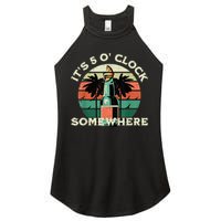 It's 5 O’clock Somewhere Summer Retro Sunset Drinking Women's Perfect Tri Rocker Tank