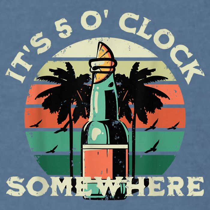 It's 5 O’clock Somewhere Summer Retro Sunset Drinking Garment-Dyed Sweatshirt