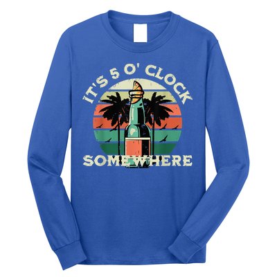 It's 5 O’clock Somewhere Summer Retro Sunset Drinking Long Sleeve Shirt