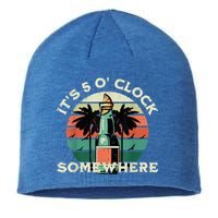It's 5 O’clock Somewhere Summer Retro Sunset Drinking Sustainable Beanie