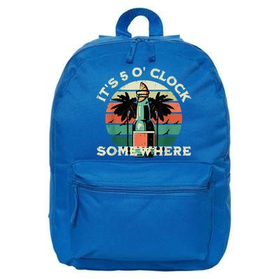 It's 5 O’clock Somewhere Summer Retro Sunset Drinking 16 in Basic Backpack