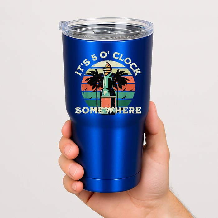It's 5 O’clock Somewhere Summer Retro Sunset Drinking Tumbler