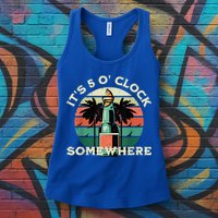 It's 5 O’clock Somewhere Summer Retro Sunset Drinking Womens Tank Top