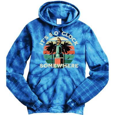 It's 5 O’clock Somewhere Summer Retro Sunset Drinking Tie Dye Hoodie