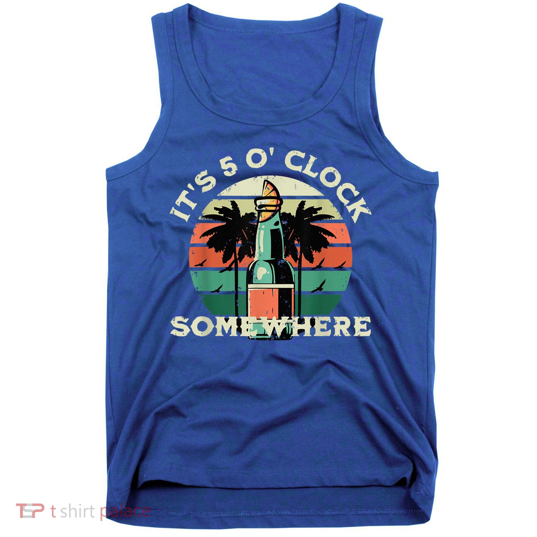 It's 5 O’clock Somewhere Summer Retro Sunset Drinking Tank Top