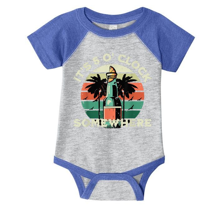 It's 5 O’clock Somewhere Summer Retro Sunset Drinking Infant Baby Jersey Bodysuit