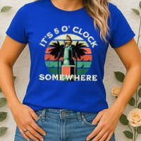 It's 5 O’clock Somewhere Summer Retro Sunset Drinking Womens T-Shirt