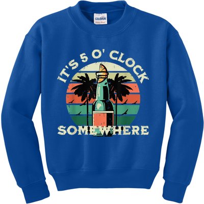 It's 5 O’clock Somewhere Summer Retro Sunset Drinking Kids Sweatshirt