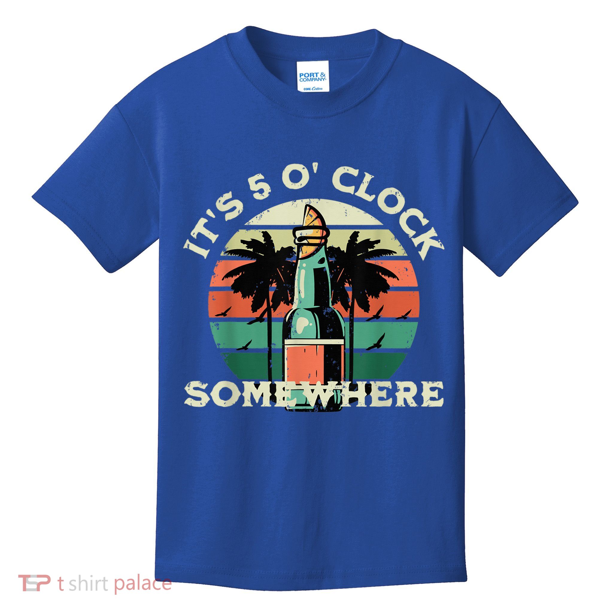 It's 5 O’clock Somewhere Summer Retro Sunset Drinking Kids T-Shirt