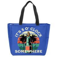 It's 5 O’clock Somewhere Summer Retro Sunset Drinking Zip Tote Bag