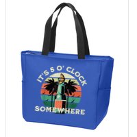 It's 5 O’clock Somewhere Summer Retro Sunset Drinking Zip Tote Bag
