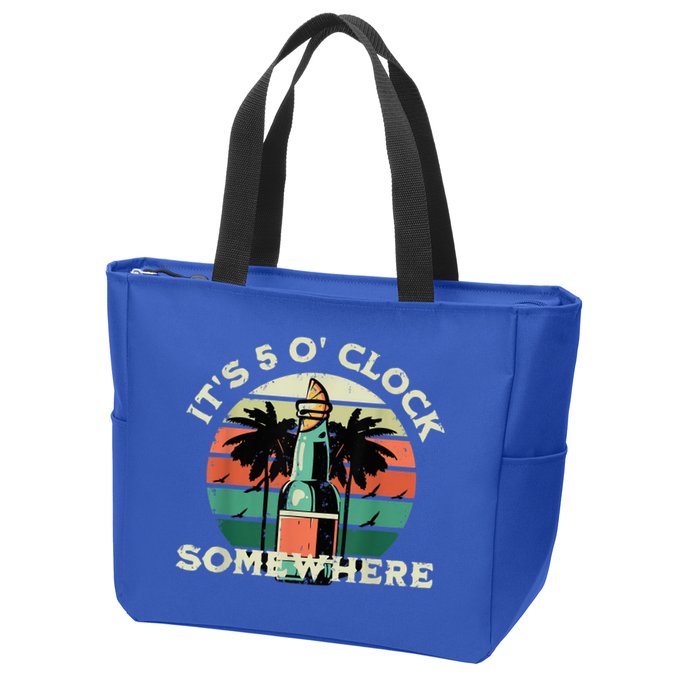 It's 5 O’clock Somewhere Summer Retro Sunset Drinking Zip Tote Bag