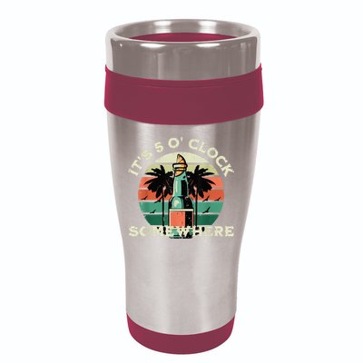 It's 5 O’clock Somewhere Summer Retro Sunset Drinking 16oz Travel Tumbler