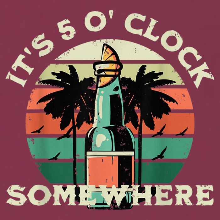It's 5 O’clock Somewhere Summer Retro Sunset Drinking 16oz Travel Tumbler