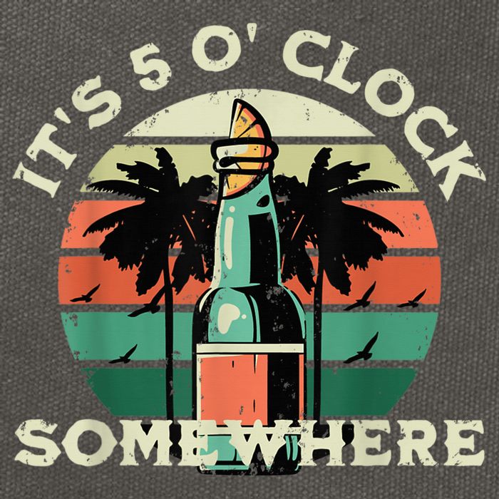 It's 5 O’clock Somewhere Summer Retro Sunset Drinking Cotton Canvas Backpack