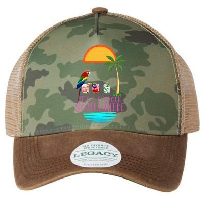 Its 5 Oclock Somewhere Parrot Cocktail Lover Hello Summer Legacy Tie Dye Trucker Hat