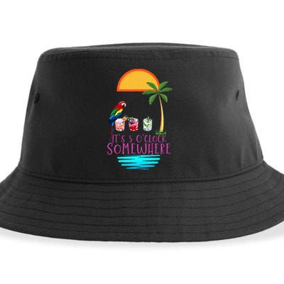 Its 5 Oclock Somewhere Parrot Cocktail Lover Hello Summer Sustainable Bucket Hat