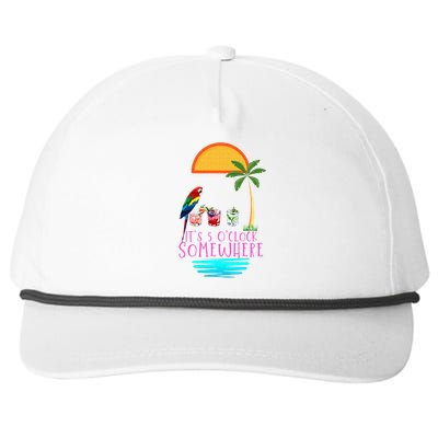 Its 5 Oclock Somewhere Parrot Cocktail Lover Hello Summer Snapback Five-Panel Rope Hat