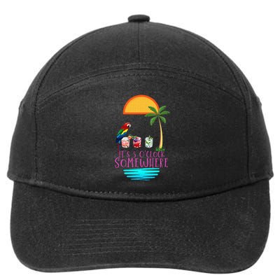 Its 5 Oclock Somewhere Parrot Cocktail Lover Hello Summer 7-Panel Snapback Hat