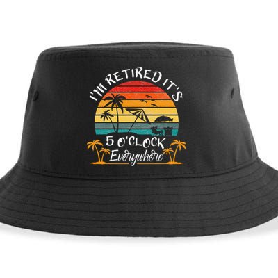 It's 5 O'Clock Everywhere I'm Retired summer Retirement Sustainable Bucket Hat