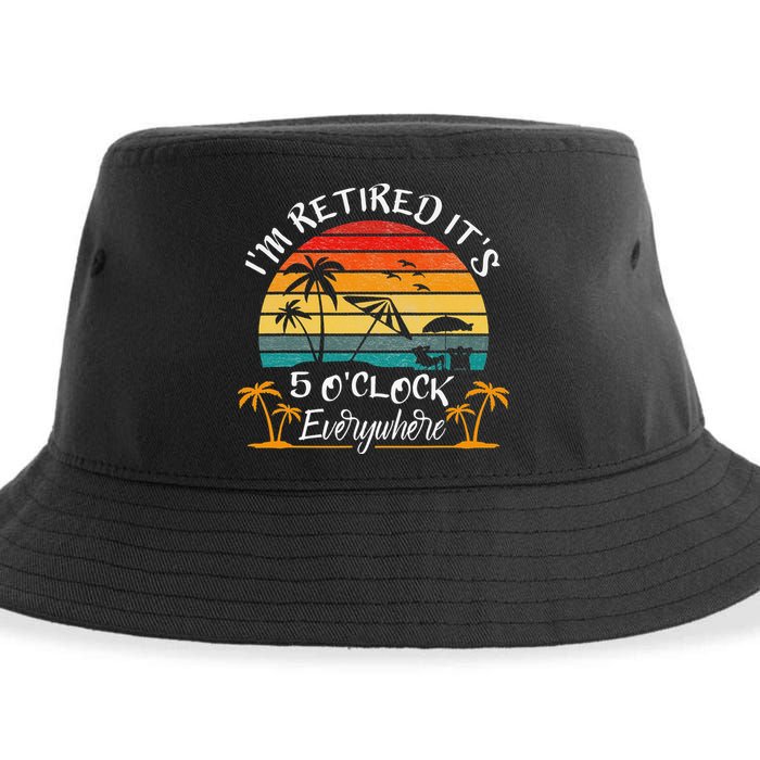 It's 5 O'Clock Everywhere I'm Retired summer Retirement Sustainable Bucket Hat
