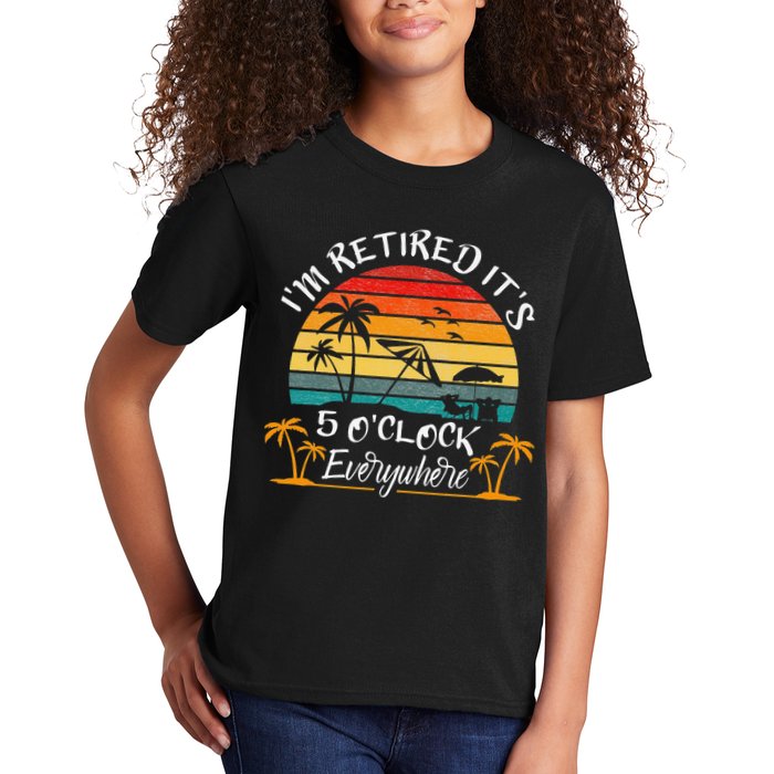 It's 5 O'Clock Everywhere I'm Retired summer Retirement Kids T-Shirt