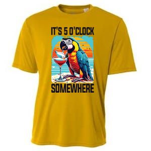 Its 5 Oclock Somewhere Drinking Parrot Cocktail Summer Cooling Performance Crew T-Shirt