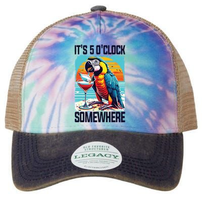 Its 5 Oclock Somewhere Drinking Parrot Cocktail Summer Legacy Tie Dye Trucker Hat