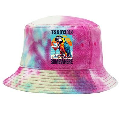 Its 5 Oclock Somewhere Drinking Parrot Cocktail Summer Tie-Dyed Bucket Hat