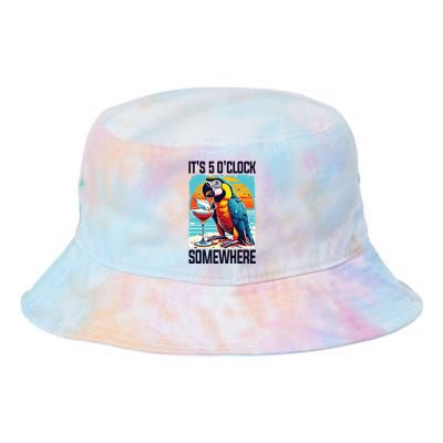 Its 5 Oclock Somewhere Drinking Parrot Cocktail Summer Tie Dye Newport Bucket Hat